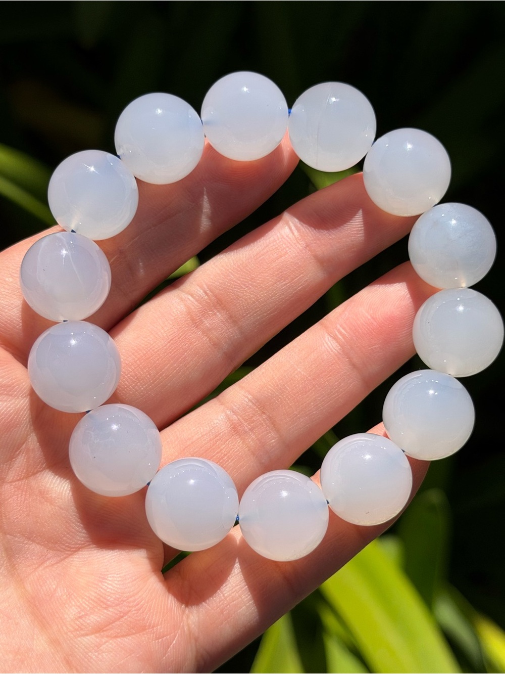 15mm Blue Chalcedony Beaded Stretch Bracelet 1959